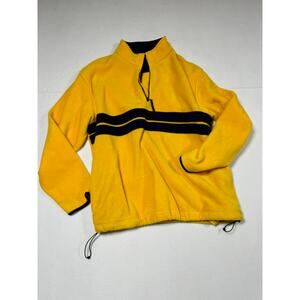 Consensus Y2K Yellow Fleece Pullover Half Zip Striped Retro Outdoor‎ Size Large